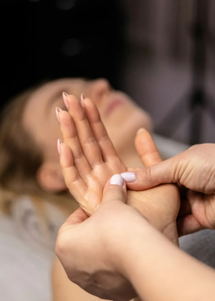 Hand massage during a relaxing treatment